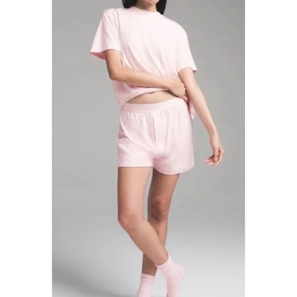 NEW SKIMS Boyfriend Lounge Short Set in Cherry Blossom
